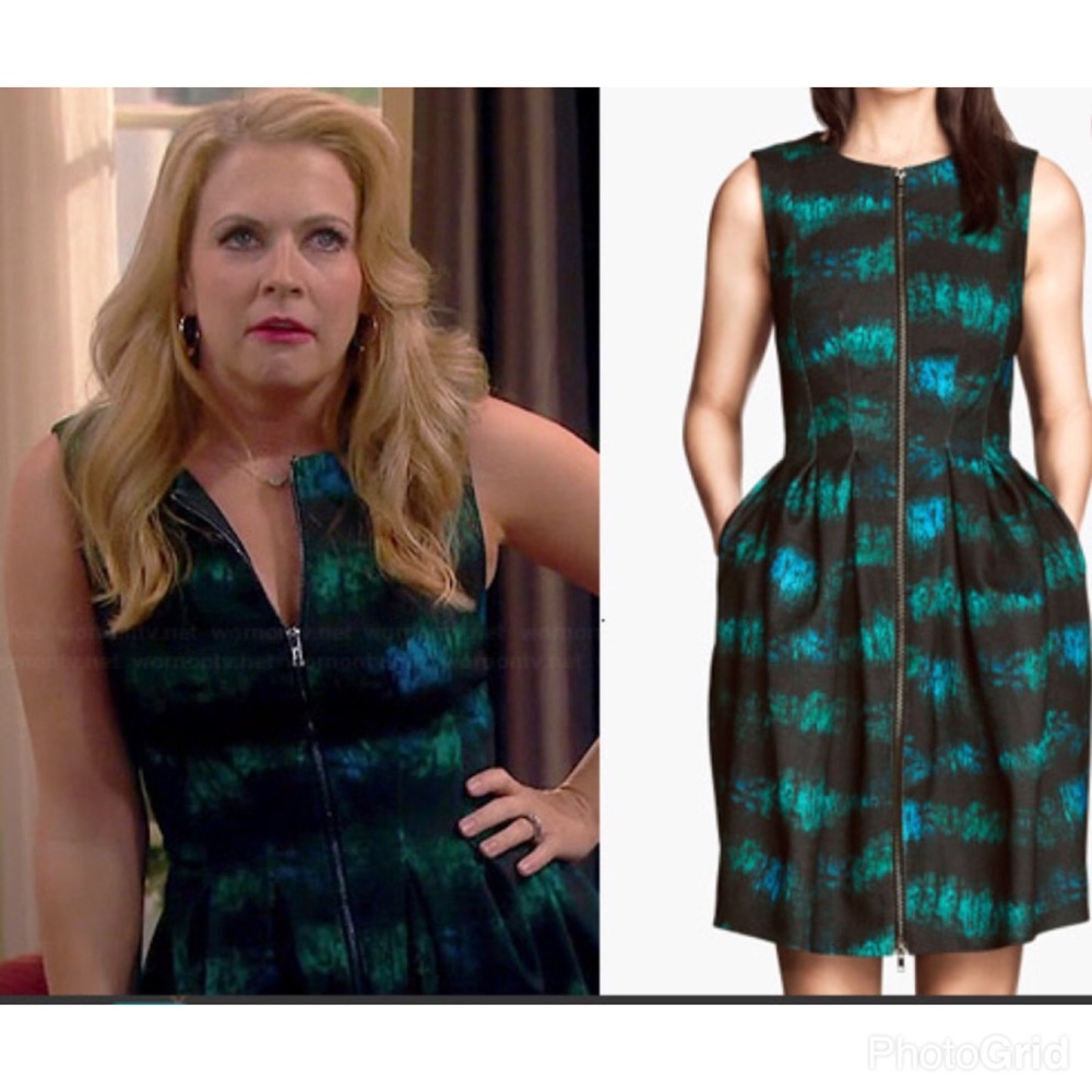 H&M Black and Teal Midi Dress